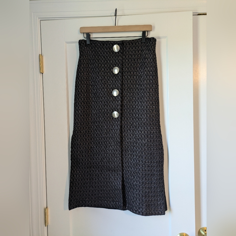Rodebjer Black Button-Front Skirt